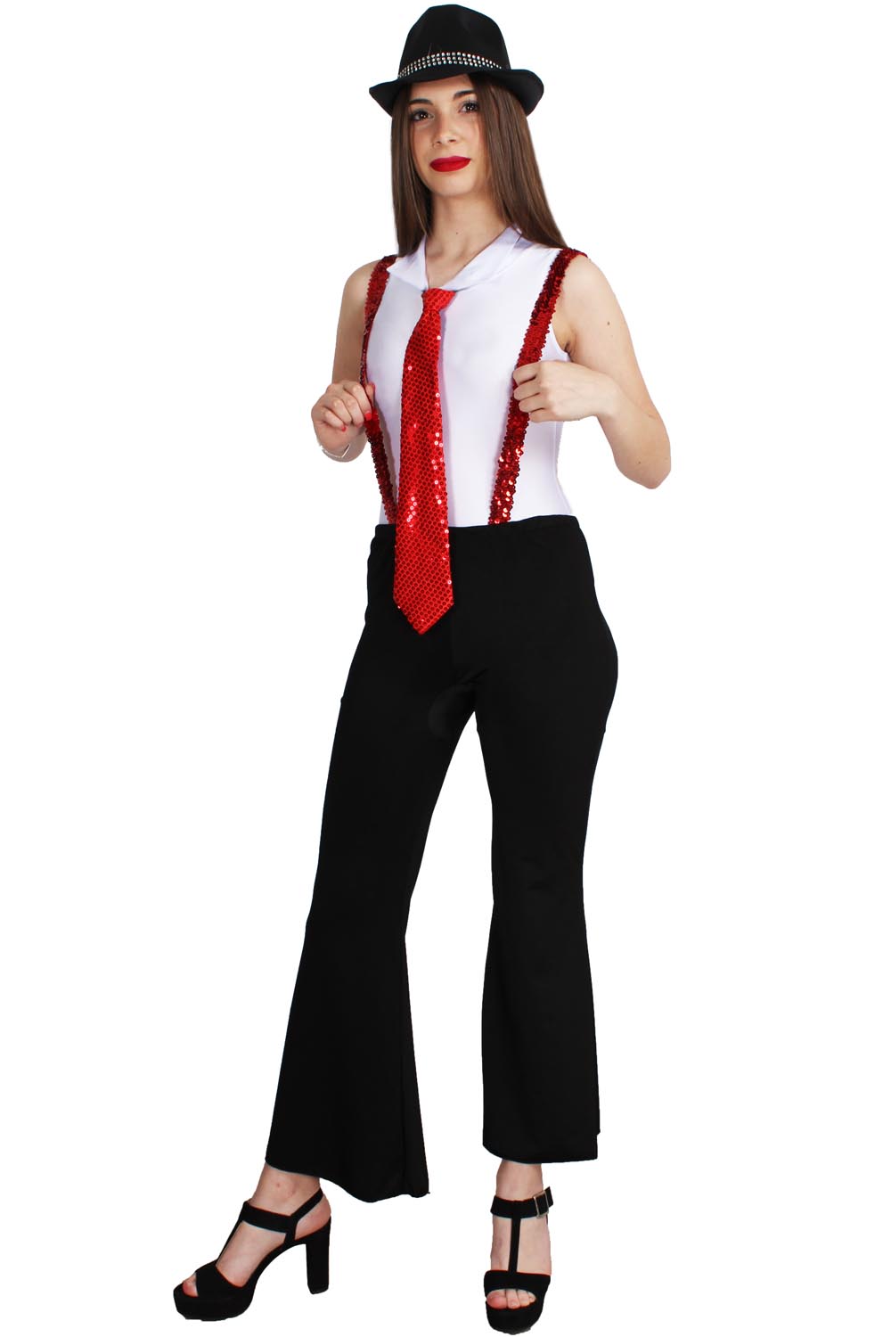 COSTUME BODY E PANTALONE CON BRETELLE GANGSTER